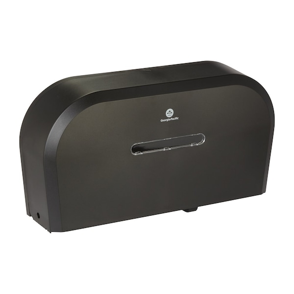 Georgia-Pacific Toilet Paper Dispenser, Horizontal Double Roll, Jumbo Core, Wall Mount, Smoke - 59210