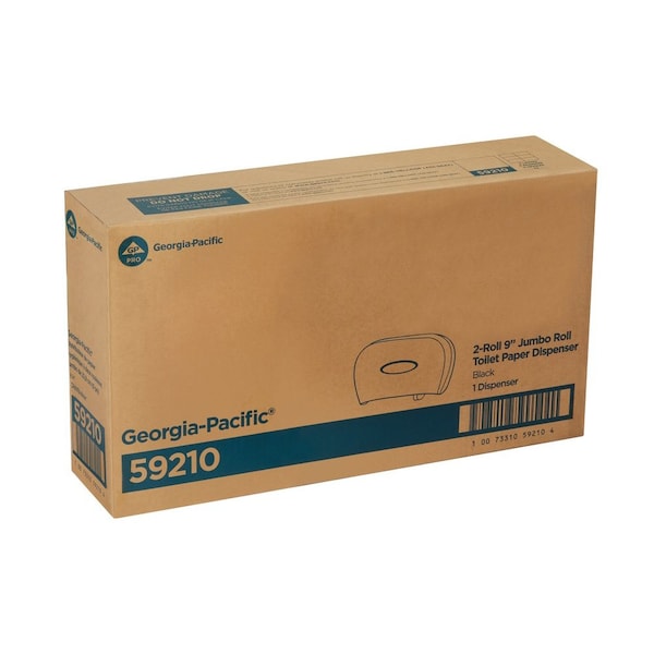 Georgia-Pacific Toilet Paper Dispenser, Horizontal Double Roll, Jumbo Core, Wall Mount, Smoke - 59210