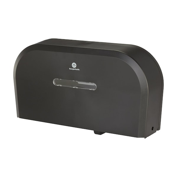 Georgia-Pacific Toilet Paper Dispenser, Horizontal Double Roll, Jumbo Core, Wall Mount, Smoke - 59210