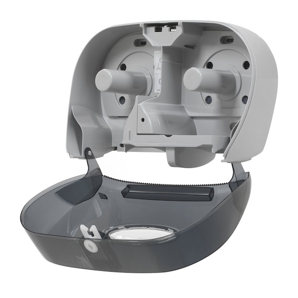 Georgia-Pacific Toilet Paper Dispenser, Horizontal Double Roll, Standard Core, Wall Mount, Smoke - 59206
