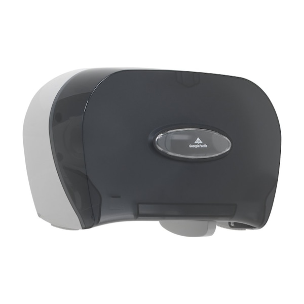 Georgia-Pacific Toilet Paper Dispenser, Horizontal Double Roll, Standard Core, Wall Mount, Smoke - 59206