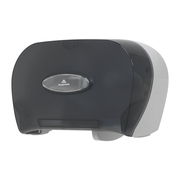 Georgia-Pacific Toilet Paper Dispenser, Horizontal Double Roll, Standard Core, Wall Mount, Smoke - 59206