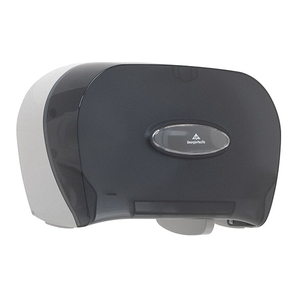 Georgia-Pacific Toilet Paper Dispenser, Horizontal Double Roll, Standard Core, Wall Mount, Smoke - 59206
