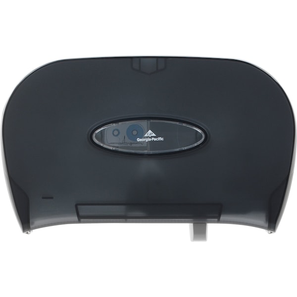 Georgia-Pacific Toilet Paper Dispenser, Horizontal Double Roll, Standard Core, Wall Mount, Smoke - 59206