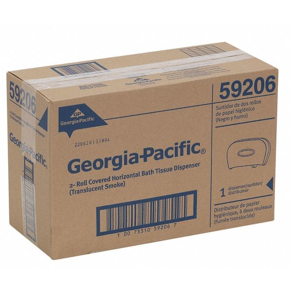 Georgia-Pacific Toilet Paper Dispenser, Horizontal Double Roll, Standard Core, Wall Mount, Smoke - 59206