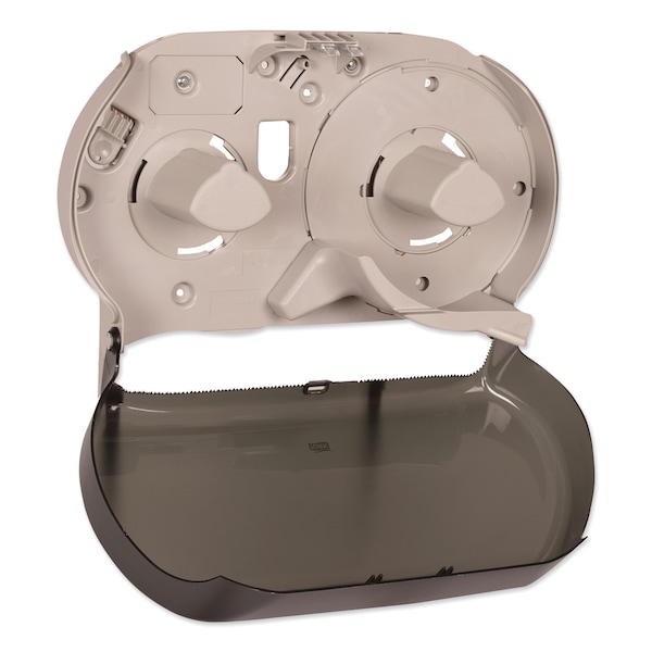Tork Tork Twin Jumbo Toilet Paper Roll Dispenser Smoke T22, Refill Indicator Window, 56TR - 56TR