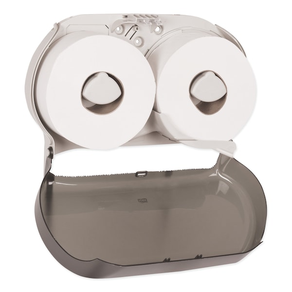 Tork Tork Twin Jumbo Toilet Paper Roll Dispenser Smoke T22, Refill Indicator Window, 56TR - 56TR