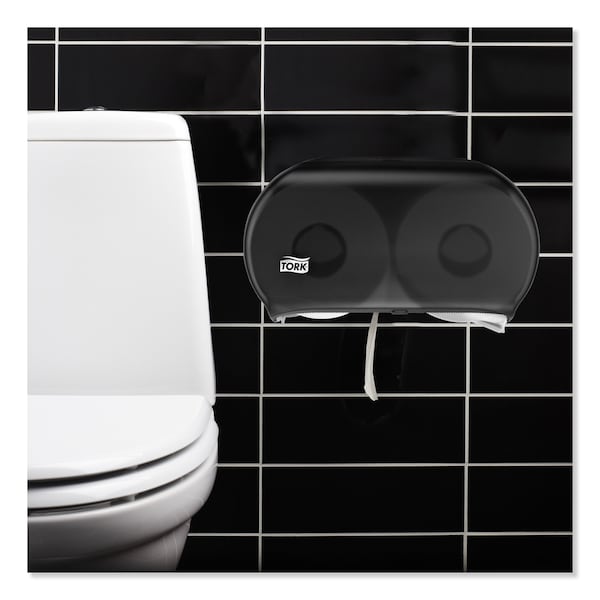 Tork Tork Twin Jumbo Toilet Paper Roll Dispenser Smoke T22, Refill Indicator Window, 56TR - 56TR