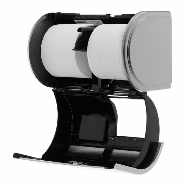 Georgia-Pacific Toilet Paper Dispenser, Coreless, Horizontal Double Roll, Steel, Silver, Compact - 56798