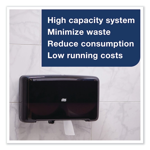 Tork Tork Twin Mini Jumbo Toilet Paper Roll Dispenser Black T2, Protects Rolls, Elevation Range, 5555290 - 5555290