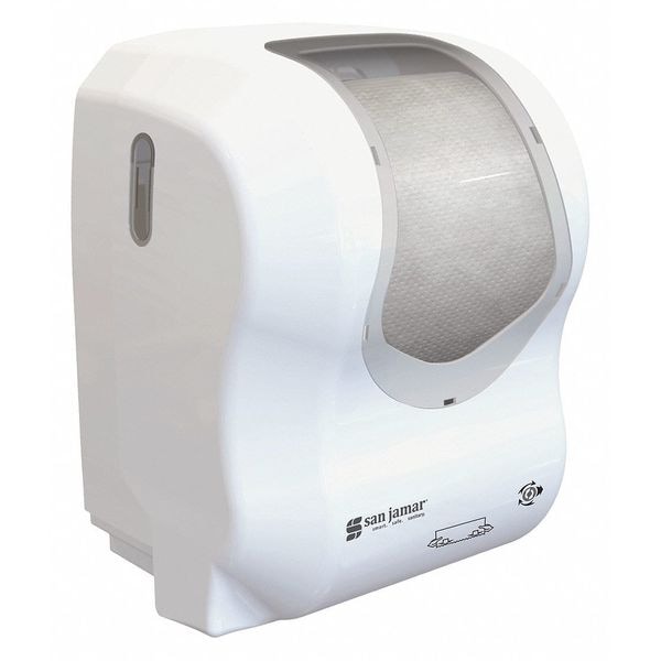 San Jamar Twl Dispenser, Hands-Free, Summit, Wht/Clr - T7470WHCL
