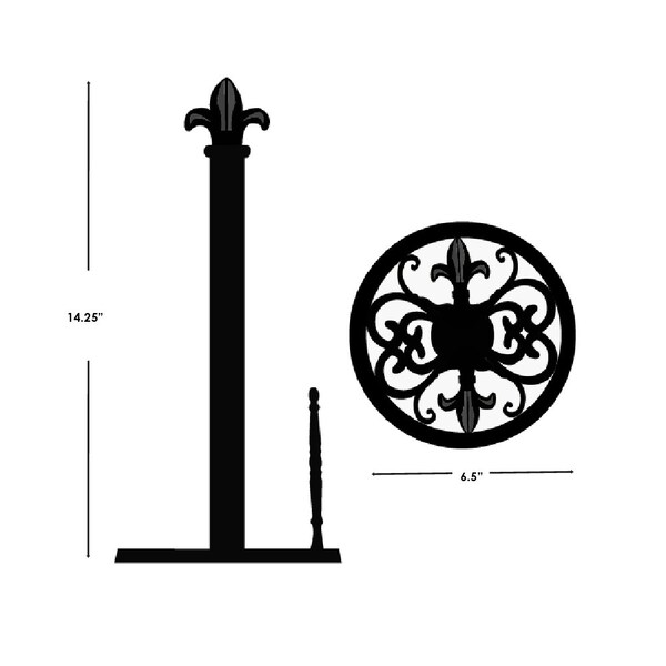 Hds Trading Cast Iron Fleur De Lis Paper Towel Holder, Black - ZOR96035