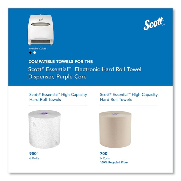Scott Electronic Hard Roll Towel Dispenser, 12.7w x 9.572d x 15.761h, White - 48858