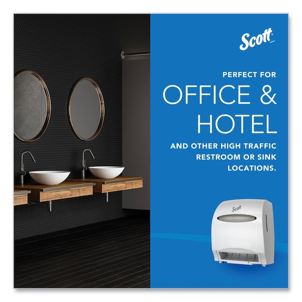 Scott Electronic Hard Roll Towel Dispenser, 12.7w x 9.572d x 15.761h, White - 48858