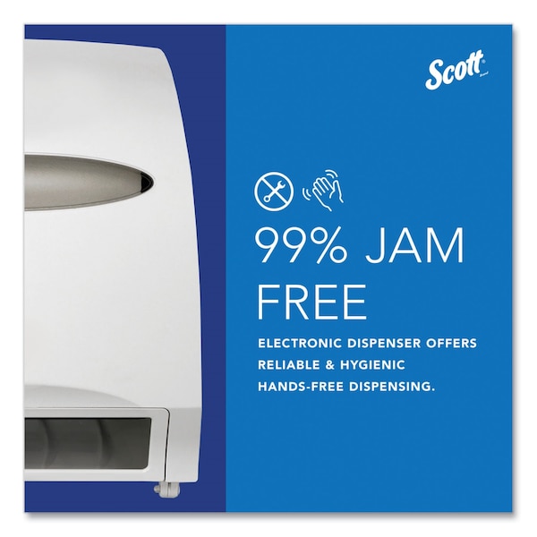 Scott Electronic Hard Roll Towel Dispenser, 12.7w x 9.572d x 15.761h, White - 48858