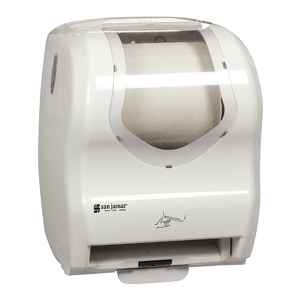 San Jamar Ppr Towel Dispenser, Hybrid, Elctrnc, Wt/Clear - T8370WHCL