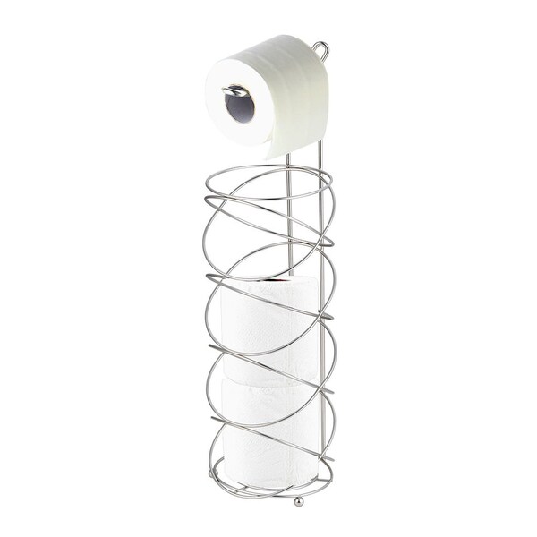 Home Basics Home Basics Modern Spiral Freestanding Dispensing Toilet Paper Holder, Satin Nickel - ZOR96301