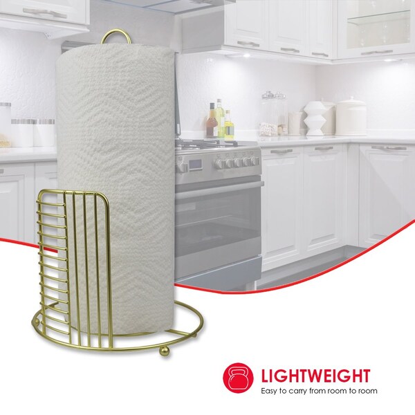 Home Basics Home Basics Halo Free Standing Steel Paper Towel Holder, Gold - ZOR96220