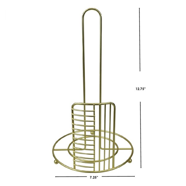 Home Basics Home Basics Halo Free Standing Steel Paper Towel Holder, Gold - ZOR96220