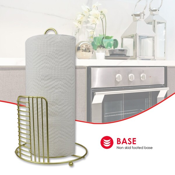 Home Basics Home Basics Halo Free Standing Steel Paper Towel Holder, Gold - ZOR96220