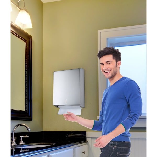Alpine Industries Stainless Steel C-Fold/Multi-Fold Wall-Mount Commercial Paper Towel Dispenser - ALP480-MK