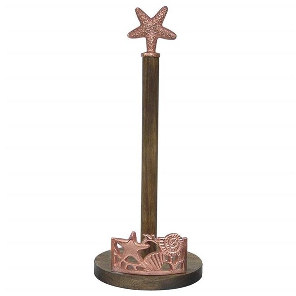 Nusteel NuSteel TG-KPTH-01C Wooden Kitchen Paper Towel Holder with Burnt Wood & Copper - TG-KPTH-01C