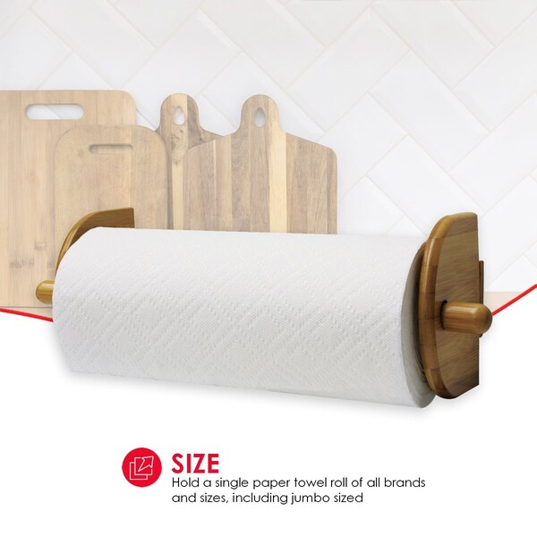 Home Basics Home Basics Bamboo Wall Mount Paper Towel Holder, Natural - ZOR96224