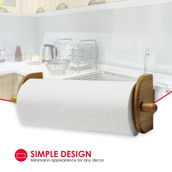 Home Basics Home Basics Bamboo Wall Mount Paper Towel Holder, Natural - ZOR96224