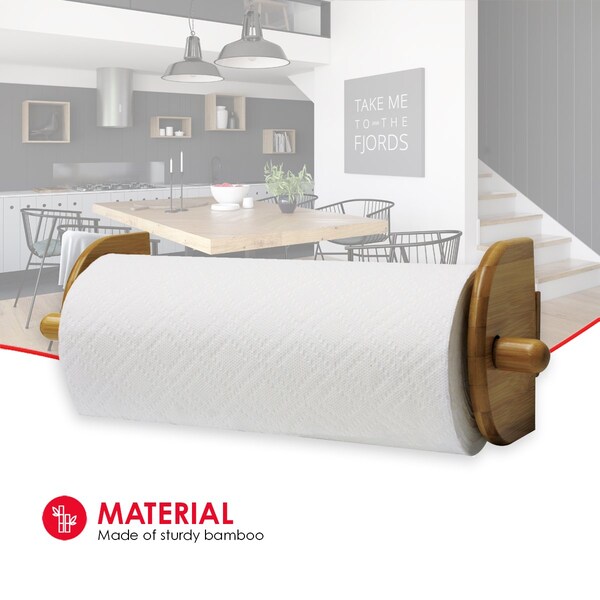 Home Basics Home Basics Bamboo Wall Mount Paper Towel Holder, Natural - ZOR96224