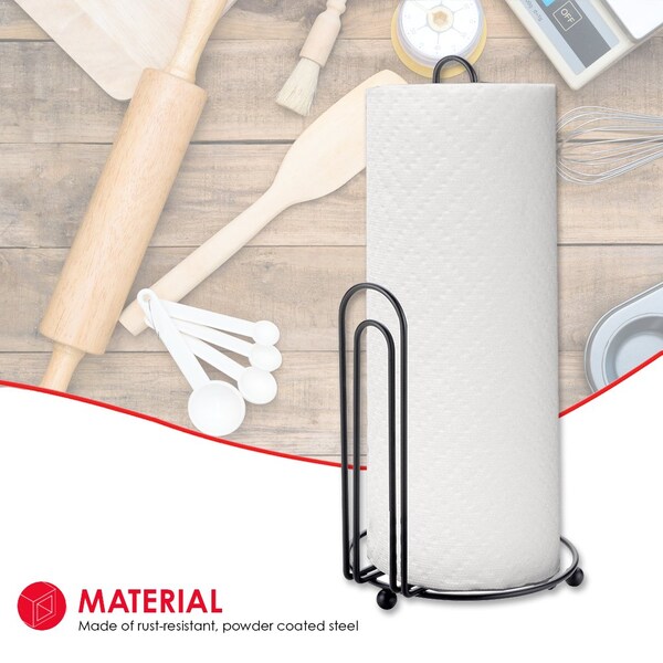 Home Basics Home Basics Double Wire Free Standing Paper Towel Holder, Black - ZOR96214