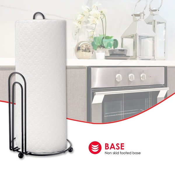 Home Basics Home Basics Double Wire Free Standing Paper Towel Holder, Black - ZOR96214