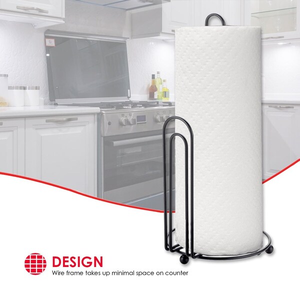 Home Basics Home Basics Double Wire Free Standing Paper Towel Holder, Black - ZOR96214