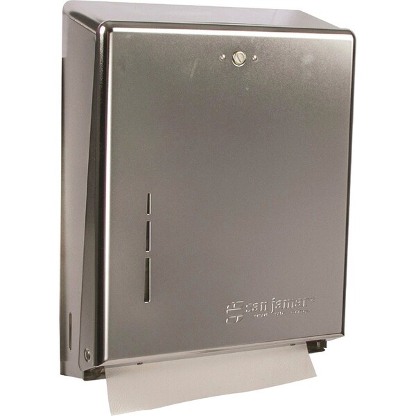 San Jamar Dispenser, f/Towels, 500Sht Cap, 11-3/8"x4"x14-3/4", Chrome - SJMT1900XC