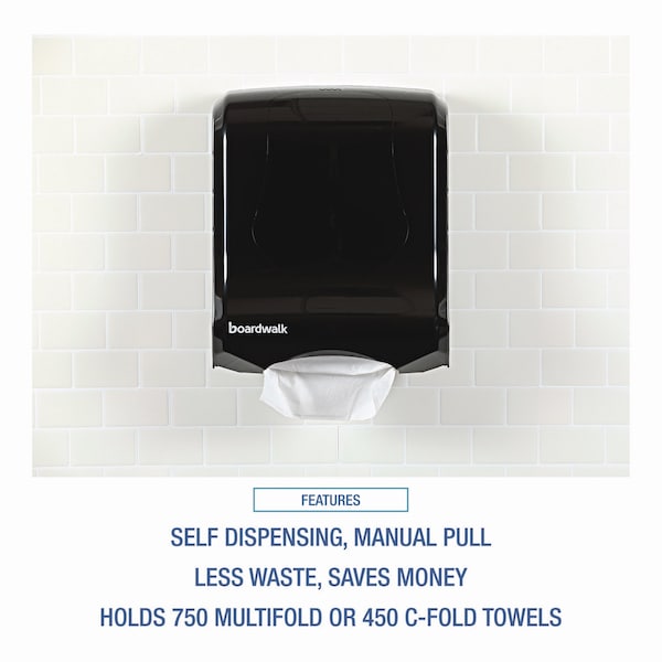 Boardwalk Ultrafold Multifold/C-Fold Towel Dispenser, 11.75x6.25x18, Black Pearl - T1770BKBW