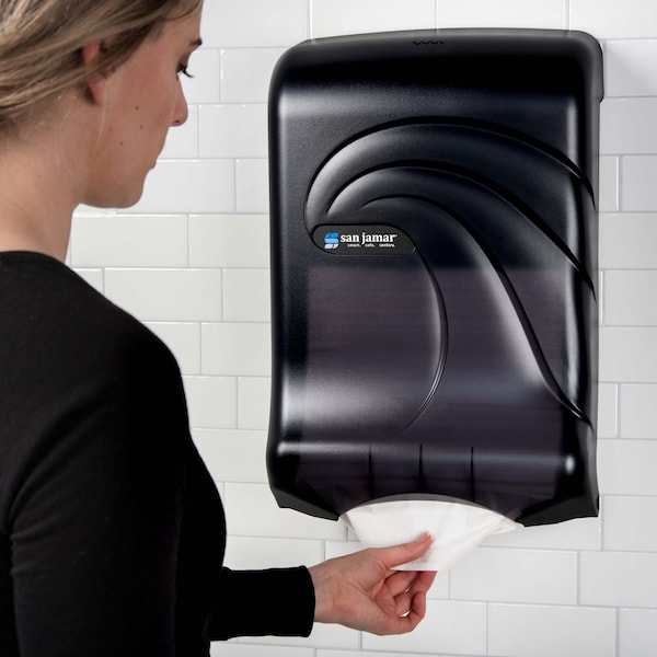 San Jamar Folded Towel Dispenser, 18" x 11-3/4" x 16-1/4" - T1790TBKGR