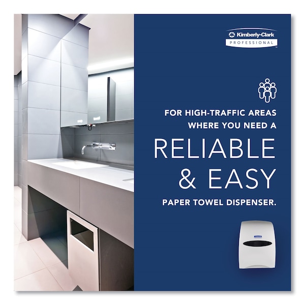 Kimberly-Clark Professional Sanitouch Roll Towel Dispenser, 1.5" Cr, 12.63w x 10.2d x 16.13h, Wht - 9991