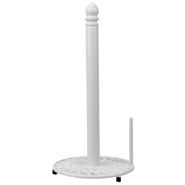 Home Basics Sunflower Heavy Weight Cast Iron Free Standing Paper Towel Holder White - PH45814