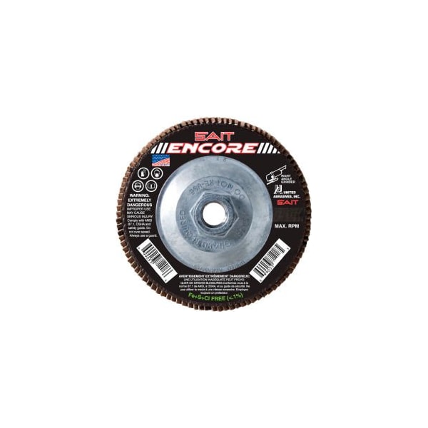 United Abrasives/Sait - Disco de aletas Encore T27 Encore 4-1/2"x 5/8-11" 36 granos de zirconio - 71215.