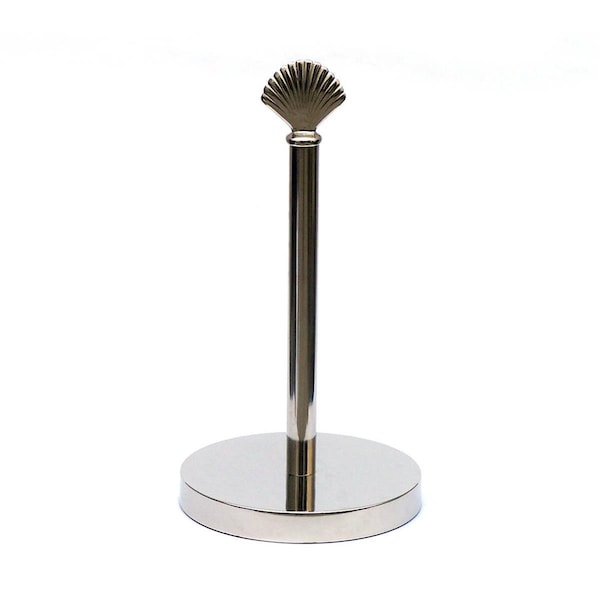 Handcrafted Model Ships 7 x 7 x 16 in. Chrome Sea Shell Paper Towel Holder - SSPTH-6002-CH