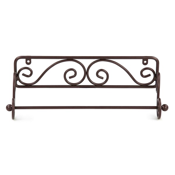 Home Basics Scroll Collection Steel Wall Mounted Paper Towel Holder, Bronze - PH44028