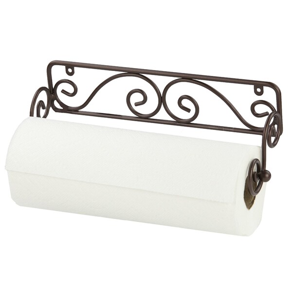 Home Basics Scroll Collection Steel Wall Mounted Paper Towel Holder, Bronze - PH44028