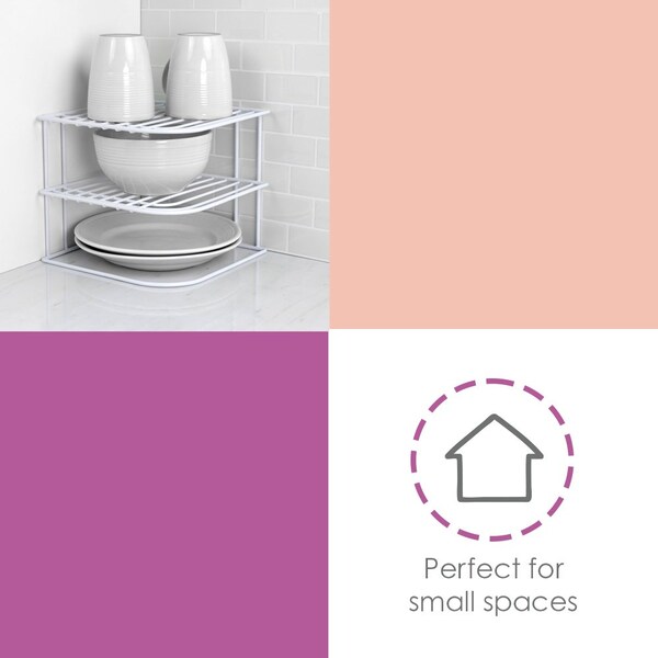Home Basics Home Basics Vinyl Coated Steel Corner Rack, White - ZOR96069