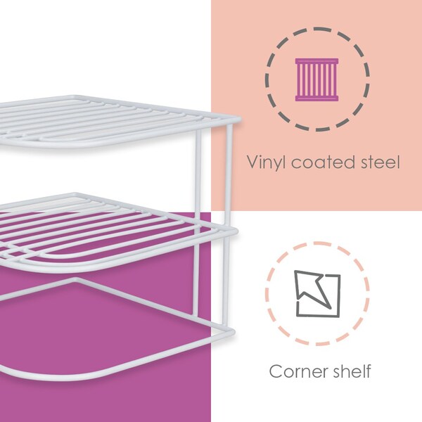 Home Basics Home Basics Vinyl Coated Steel Corner Rack, White - ZOR96069