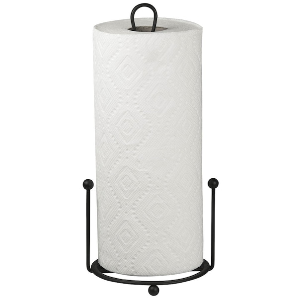 Home Basics Wire Collection FreeStanding Paper Towel Holder with Double Dispensing Side Bar, Black - PH01992