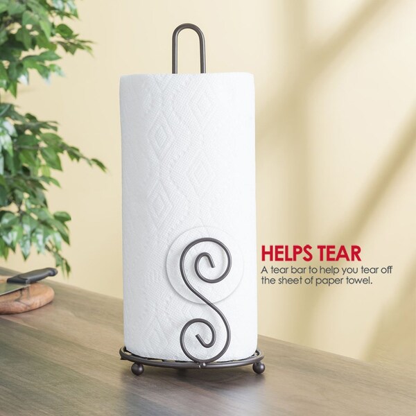 Hds Trading Scroll Collection Steel Paper Towel Holder, Bronze - ZOR96023
