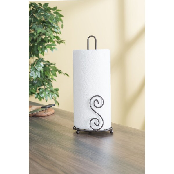 Hds Trading Scroll Collection Steel Paper Towel Holder, Bronze - ZOR96023