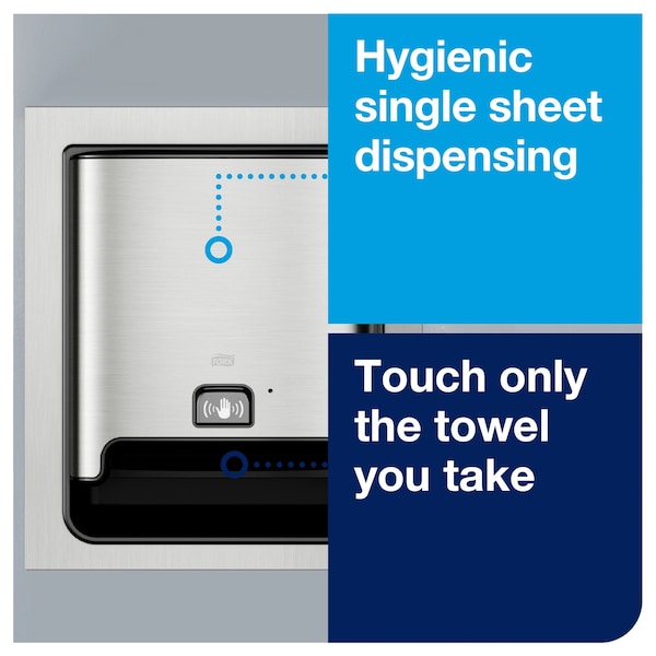 Tork Tork Matic Paper Hand Towel Roll Dispenser, Sensor, Stainless Steel H1, One-at-a-time Dispensing - 461223