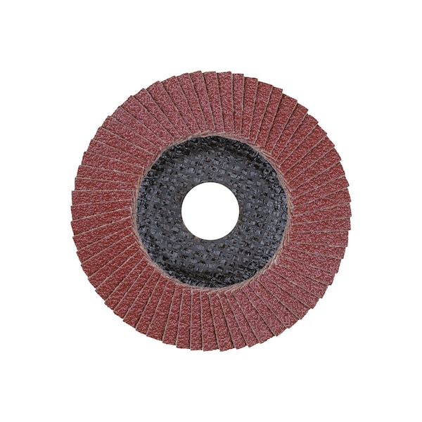 Disco de Láminas POLIFAN® Pferd 4-1/2" x 5/8-11 Thd. - A SG STEELOX, Óxido de aluminio, 80 Granos, Cónico - 62304