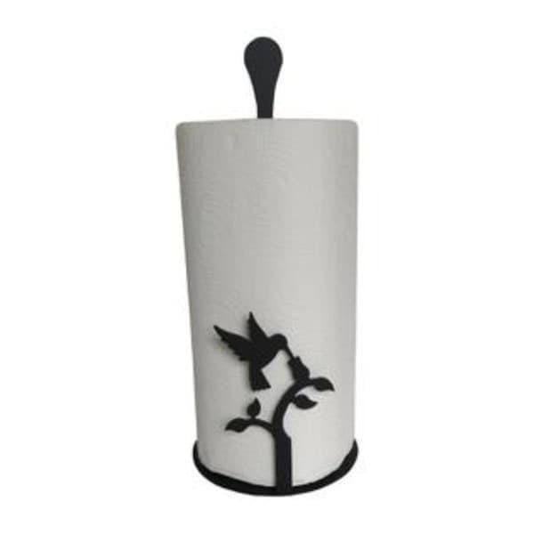 Village Wrought Iron Hummingbird Paper Towel Stand, Black - PT-C-18