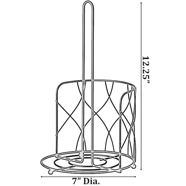 Basicwise Freestanding Black Iron Towel Paper Holder Stand Roll Dispenser with Frame for Kitchen - QI004450